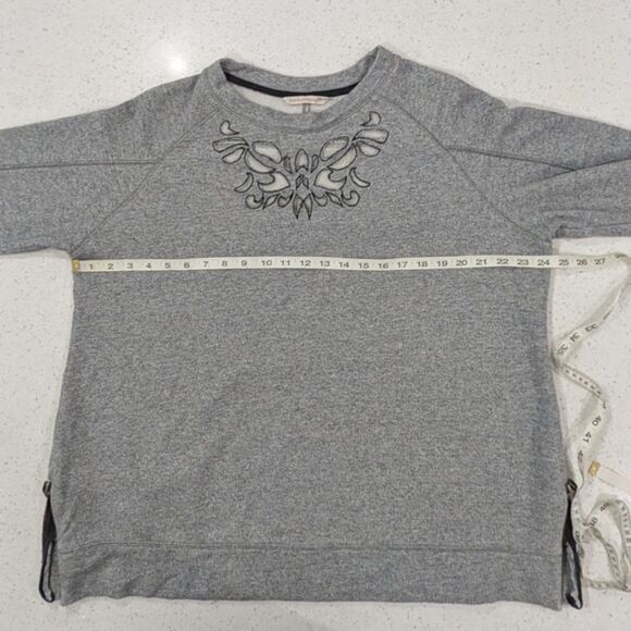 Soft Surroundings Urban Chic Pullover Sweatshirt  Gray Side Zips Laser Cutout 1X - Picture 4 of 10